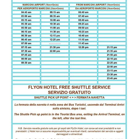 Flyon Hotel & Conference Center Bologna Exterior photo Menu of Free Shuttle service